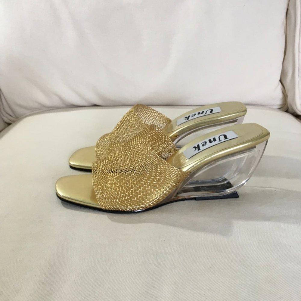Unek Slinky Strap Plastic Wedge Heel